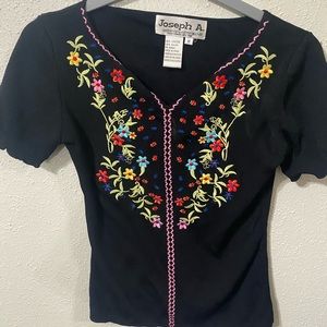 Joseph A
Color: Black with flower embroidery 
Size: Medium